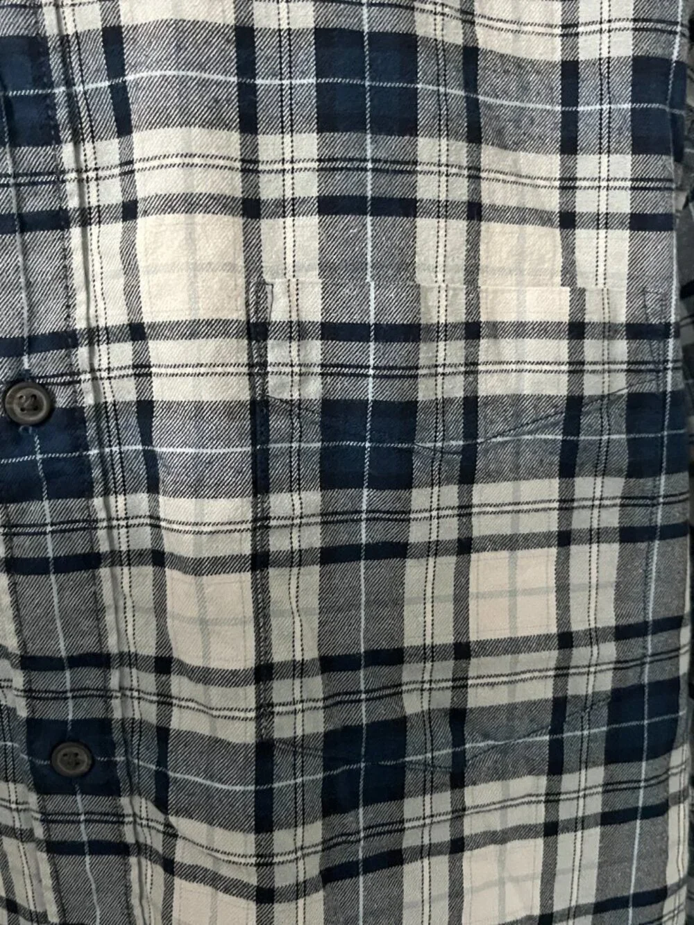 Banana Republic Men’s White Blue Gray Untucked Slim Fit Soft Flannel Shirt 2XLT